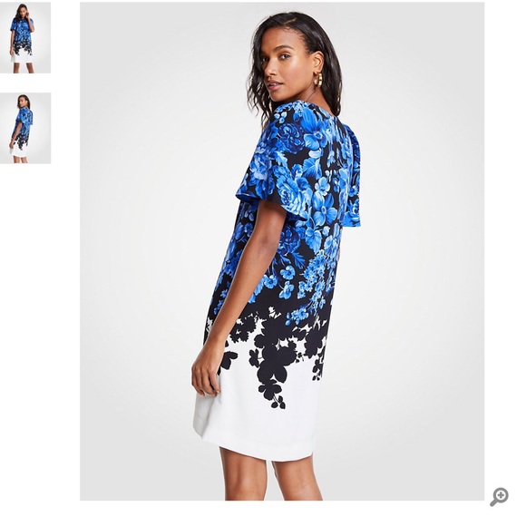 ANN TAYLOR FLORAL TOILE FLARE SLEEVE SHIFT DRESS - Picture 2 of 8